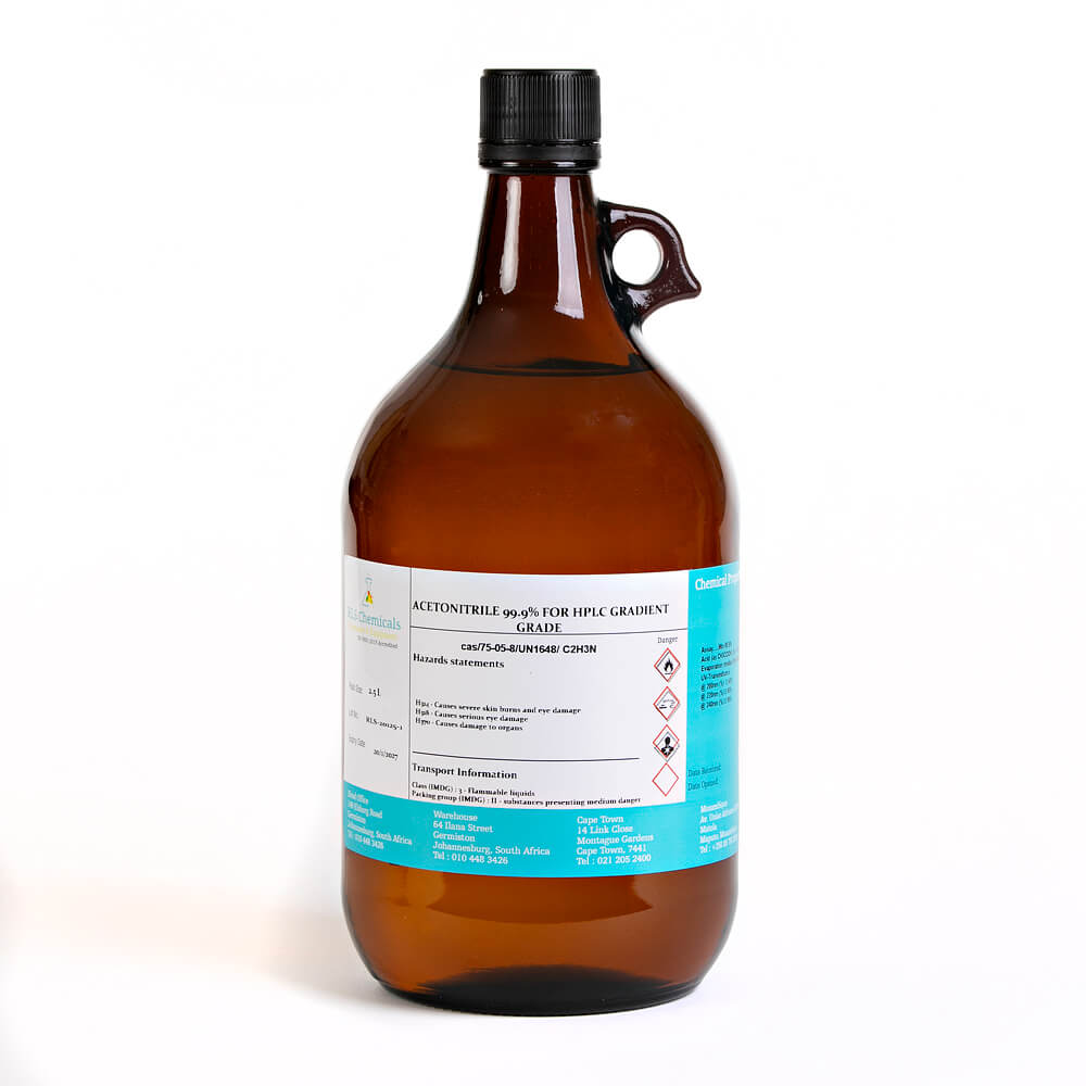 Acetonitrile 99.9% for HPLC Gradient Grade – 2,5l