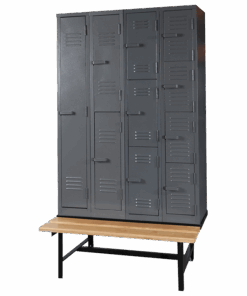 Solid Steel Lockers on Bench