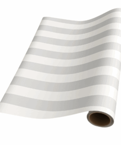 Silver Stripe on Pearl Giftwrap (5m x 50cm)