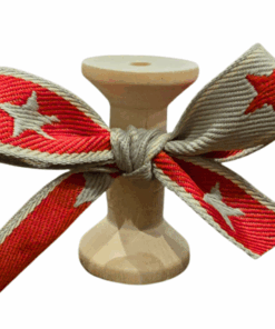 No 155 – Red & Beige Stars 20mm