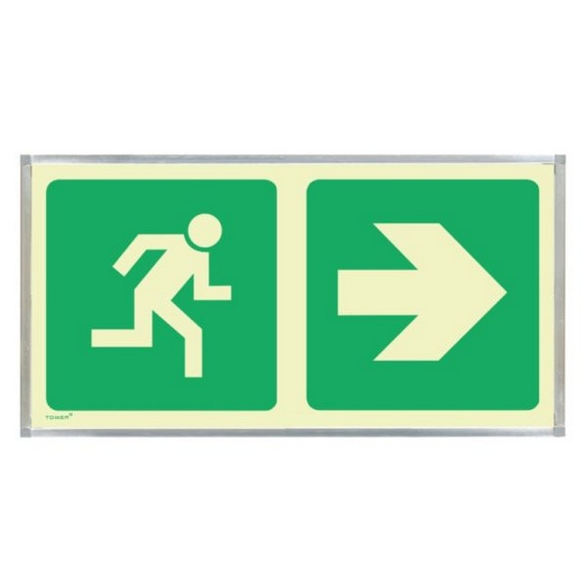 Photoluminescent Sign Frame - Man Running Green Arrow - 380 x 190mm - SIGNP2MA(2)