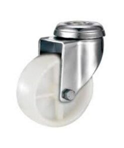 Castor Wheels - Nylon - Bolt Hole - Swivel - White - 75mm - TOOC468