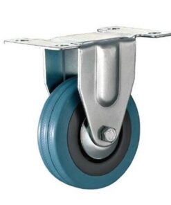 Castor Wheels - Blue Rubber - Fixed Wheel - 125mm - TOOC452