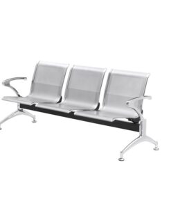 Airport Bench - Indoor Waiting Room Seat - Chrome - Three Seater - Flat Pack - 185 x 67 x 82 cm - PC03