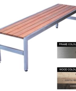Slimline Bench - Stainless Steel 304 and Wood - Bolt Down - 45x180x45cm - Colour Options - SL4242S