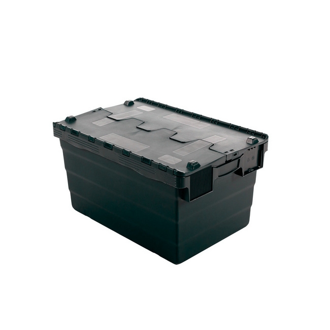 Crate - Security Container - Plastic ALC - Attached Hinged Lid - 7L - 30 x 20 x 18.4cm - Black - ALC-185-Black - MOQ 500