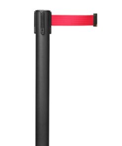 Retractable Queue Barrier Pole - Red Belt - Mild Steel - 350 x 930mm - HOSQ006RED