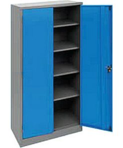 Steel Stationery Cupboard - Metal Storage Cabinet - 4 Shelves - Grey and Blue - 180 x 90 x 45 cm - SC002-greyblue