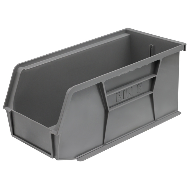 Stack & Hang Parts Storage Bin - Small Plastic Container - Size 5 - 28 x 14 x 13 cm - Grey - BIN-5-GREY