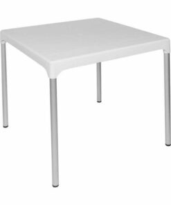 Plastic Square Table - Chelsea - 4 Seater - White