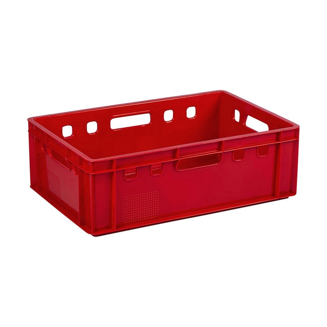 Plastic Crate - Stackable - Heavy Duty - Red - 60 x 39 x 19.7 cm