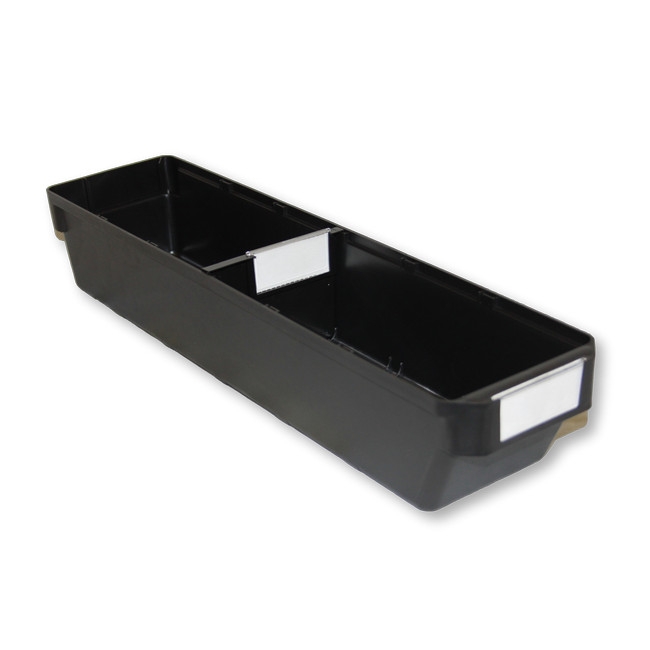 Shelf Bin - Loose Parts Warehouse Storage Container - Plastic - Bins, Dividers and Labels - Small - 500mm - Black - Pack of 40
