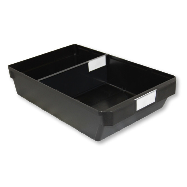 Shelf Bin - Loose Parts Warehouse Storage Container - Plastic - Large - 400mm - Black