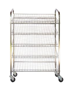 Wire Mesh Bread Trolley - Mobile - 5 Tier - Chromed - 153 x 110 x 58cm