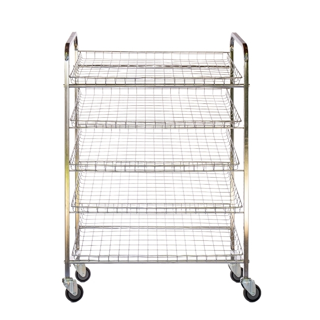 Wire Mesh Bread Trolley - Mobile - 5 Tier - Chromed - 153 x 110 x 58cm