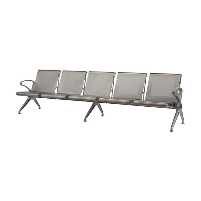 Airport Bench - Public Seating - Aluminium - Indoor and Outdoor Use - Flat Packed - Five Seater - 289 x 67 x 78 cm