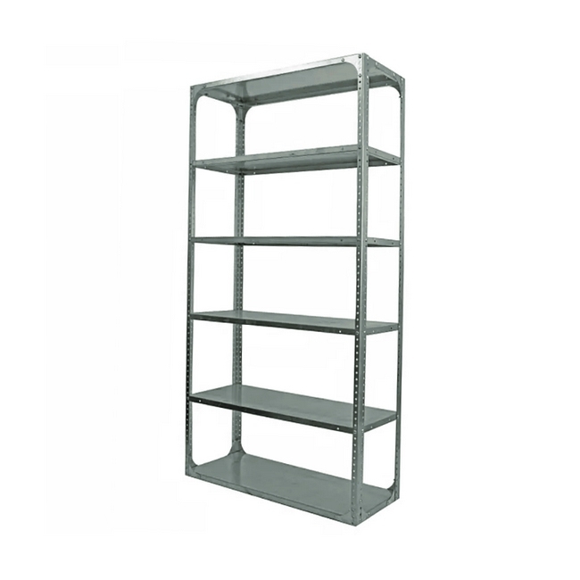 Bolted Shelving Steel Bay 6 Shelves - Uni-Angle - Six Shelf Kit - Galvanised - 365.8 x 91.4 x 76.2 cm