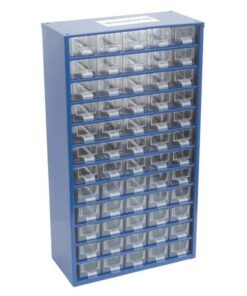 Senator Parts Organiser - Steel Case & Plastic Drawers - 60 Drawers - Transparent - 30.6 x 15.5 x 55.1 cm