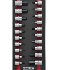 KennedyPro Screwdriver Bit Socket Set - 20 Pieces - Chrome Vanadium Steel - with 1/3 Width Foam Tool Control Inlay for Tool Roller Cabinets