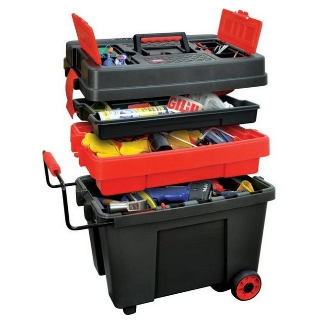 Kennedy Plastic Tool Box - Mobile - Tow Handle & Lockable Lid - 55 x 35 x 47.5 cm
