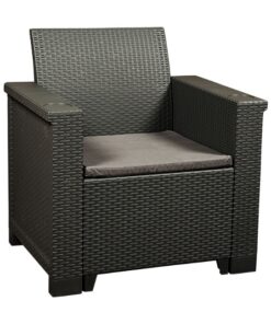 Jabulani One Seater Patio Chair - Outdoor - Rattan Look - Charcoal - 73 x 57 x 75cm