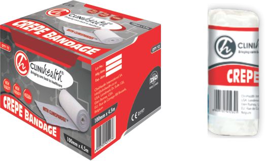 Crepe Bandage 100mm X 4.5m CliniHealth – 1s