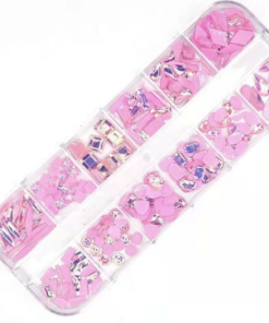 Pink Gemstone Mixed Nail Art Tray