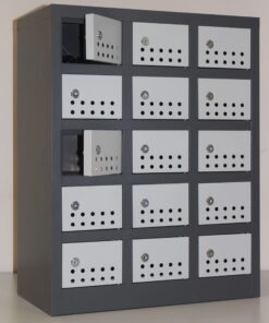 15 Compartment cell phone locker CELLOCK15Greyivory -730h x 570w x 300d