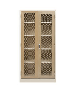 Stationery Cupboard with Mesh Doors – SC003 – 1800h x 900w x 450d – Hammerton Grey/ Ivory Karoo
