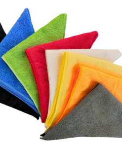 200gsm WOVEN MICROFIBRE CLOTH – 38cm x 38cm BLACK, BLUE, GREEN, RED, WHITE, YELLOW, ORANGE AND GREY