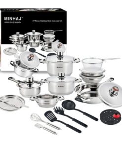27pc Pot Set - Stainless Steel Heavy Bottom