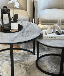 Coffee Table - Angela Nested 2pc Set Black Frame