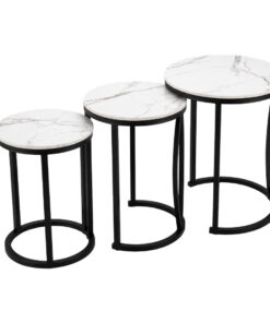 Side Tables - Bernice Nested 3pc Set - Black Frame