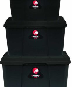 PRIDE STORAGE BOX – Full Black – 25L, 45L and 65L (Only sell in packs of 5) or 3 PIECE PRIDE STORAGE BOX – Full Black (Pack of 1)