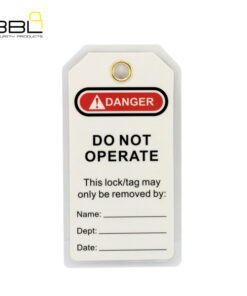 LOCKOUT TAG BBL LAM PVC W/EYELID 80X150X0.5MM