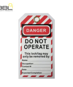 LOCKOUT TAG BBL LAM PVC W/EYELID 80X150X0.5MM