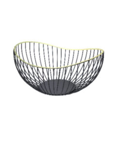 Fruit Baskets - Metal Black with Gold Trim