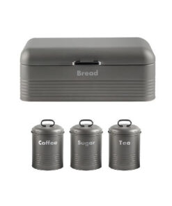 Bread Bin & Canister Set - 4pc Tin