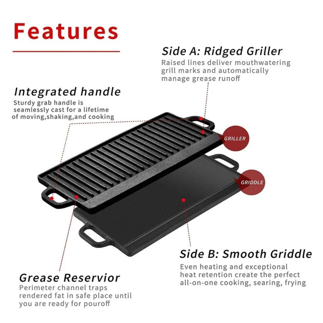 Cast Iron Griddle Pan - Reversible - Image 6