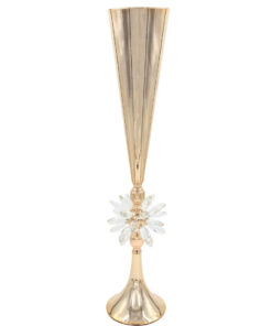 Centerpiece Stand - Gold Metal with Crystal Flower
