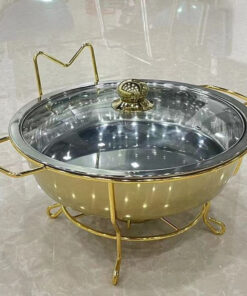 Chafing Dish - Glass Lid Thin Frame Gold