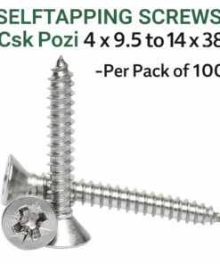 SELFTAPPING SCREWS   Csk Pozi 4 x 9.5 to 14 x 38 -Per Pack of 100