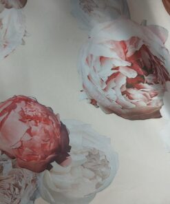 Printed Duchess Satin - Cream + Pink
