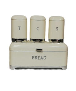 Bread Bin & Canister Set - 4pc Chrome Bottoms