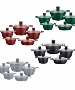10 Piece Aluminium Pot Set - Diamond Embossed