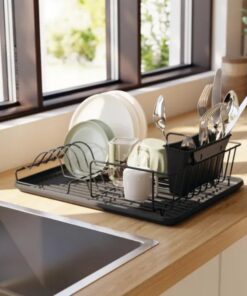 Dish Rack with Cutlery and Glasses Holder