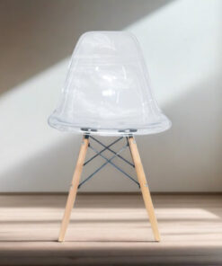 Emmy Wooden Leg Cafe Chair - Clear