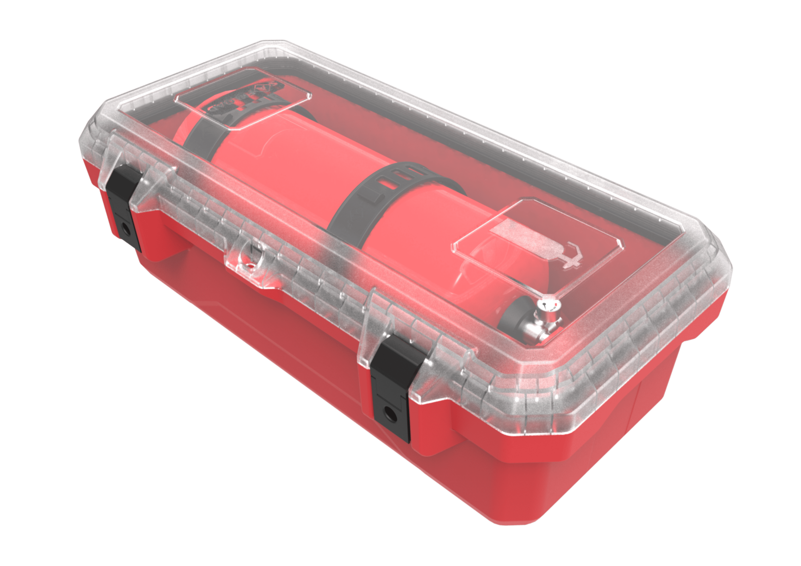 FIRE EXTINGUISHER BOX (INDOOR USE) Red base & Clear lid