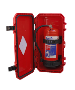 FIRE EXTINGUISHER BOX (Indoor & Outdoor Use) Red base & Red lid with clear diamond cut out
