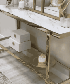 Console Table - Franco Gold Frame with Marble Top